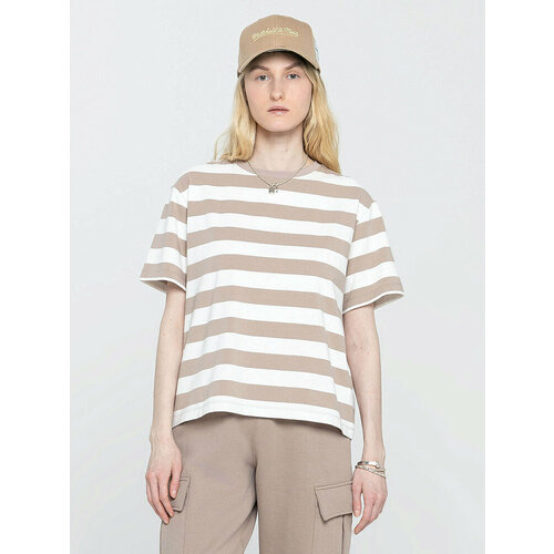 фото Футболка streetbeat tee striped, 1 шт., размер l, бежевый/песочный