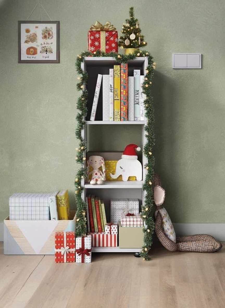 Стеллаж Kvadro-1 белый деревянный напольный ЛДСП 33×33×99см (ШxГxВ)