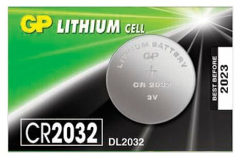 Батарейка GP Lithium, CR2032, литиевая, 1 шт, в блистере (отрывной блок), CR2032-7C5, CR2032-7CR5