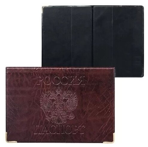 Обложка для паспорта , красный, коричневый