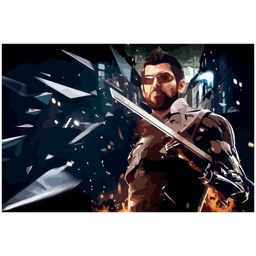 Картина по номерам на холсте Deus Ex Mankind Divided киберпанк - 3 картина по номерам набор для раскрашивания на холсте игра deus ex mankind divided 9821 г 30x40