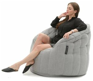 Бескаркасное дизайнерское кресло Ambient Lounge - Butterfly Sofa - Keystone Grey (светло-серый) - удобная стильная мягкая мебель для интерьера дома, для уюта