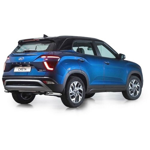 фото Защита заднего бампера d57 уголки rival для hyundai creta ii 2021-н.в., нерж. сталь, 2 части, r.2315.002