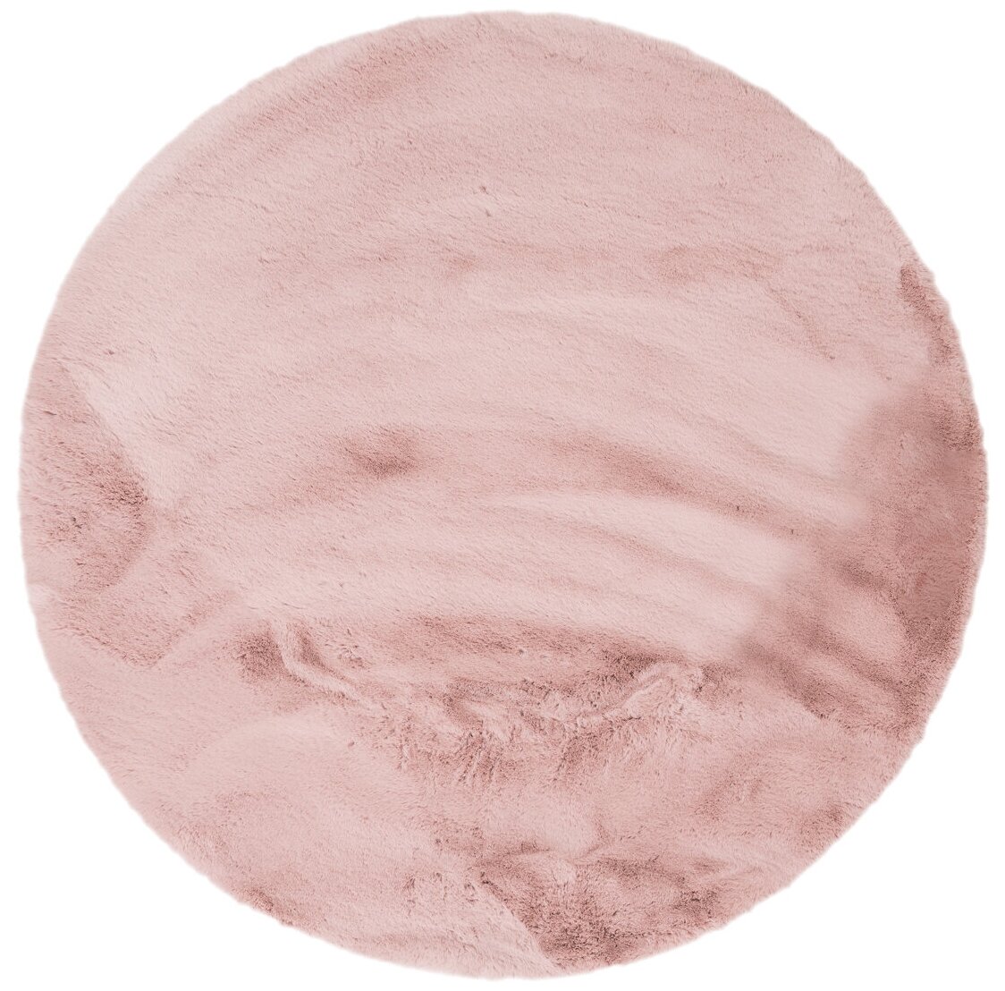 Ковер на пол 0,9 на 0,9 м в спальню, гостиную, детскую, пушистый, с длинным ворсом, розовый Rabbit Rex Blush круглый - фотография № 1