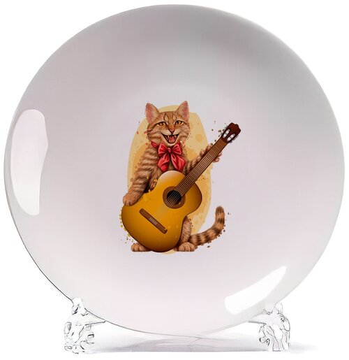 Тарелка CoolPodarok Животные Кот с гитарой