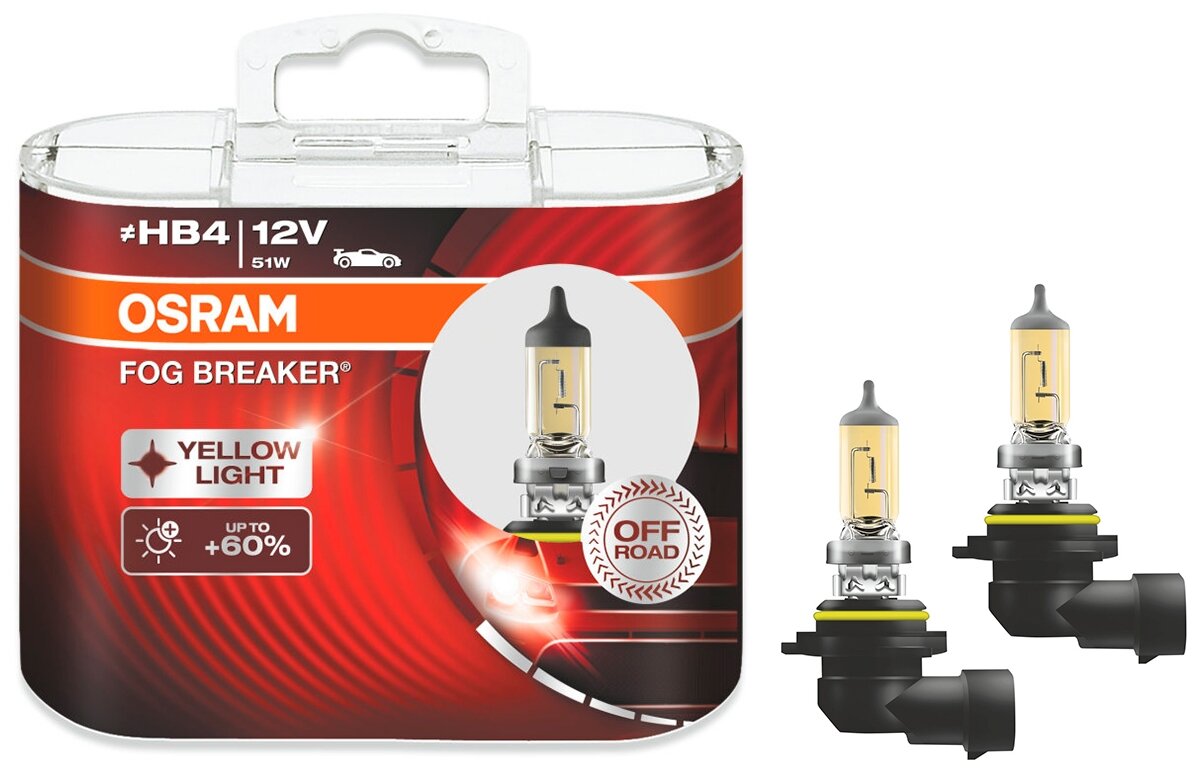 Лампа автомобильная накаливания OSRAM Fog Breaker 9006FBR-HCB HB4 12V 51W P22d