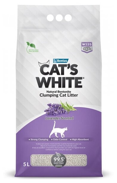 Наполнитель для кошачьего туалета Cat's White Lavender комкующийся с нежным ароматом лаванды (5л) - фотография № 15