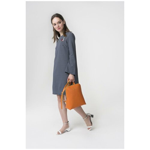 фото Платье миди свободного кроя в полоску 8224014514040 синий 42 zarina