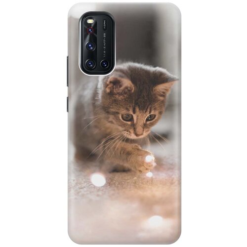 фото Ультратонкий силиконовый чехол-накладка для vivo v19 с принтом "котенок и свет" gosso