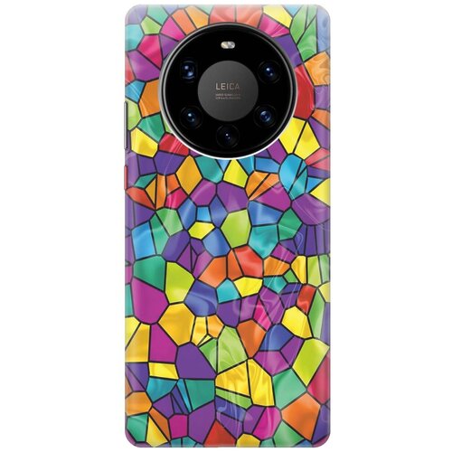 фото Ультратонкий силиконовый чехол-накладка для huawei mate 40 pro+ с принтом "яркая мозаика" gosso