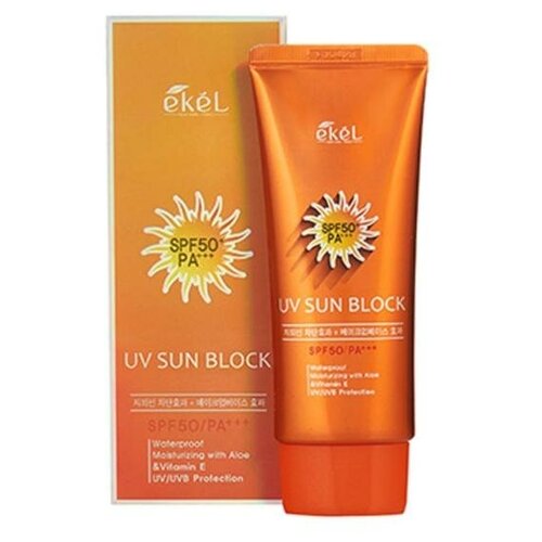 EKEL UV Sun Block SPF 50/PA+++ Солнцезащитный крем с экстрактом алоэ ekel солнцезащитный крем с экстрактом алоэ uv sun block spf 50 pa 70мл