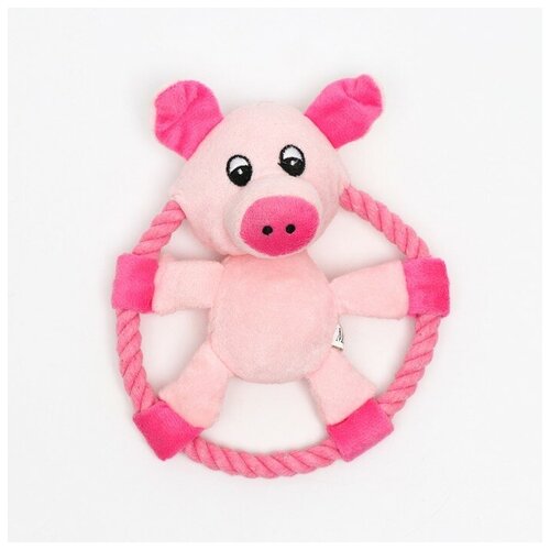 мягкая игрушка свинка розовая 13 см арт m2002 Игрушка текстильная Свинка в кольце, 18 х 13 см