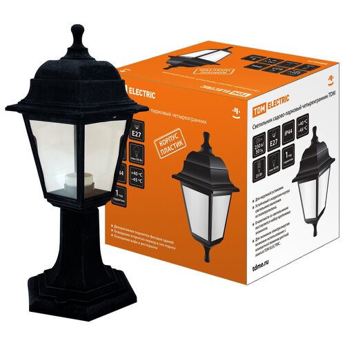 фото Светильник садово-парковый нту 04-60-001 четырехгранник, стойка, пластик, черный tdm tdm еlectric