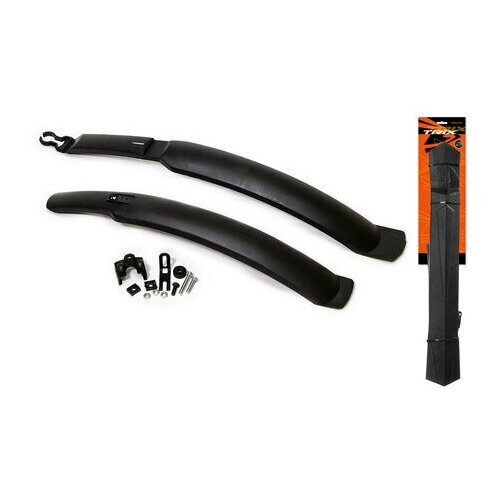 фото Крылья trix 24-26", к-кт перед./задн., крепеж: перед. за бустер вилки, задн. двойное за раму; с брызговиками, ширина 65мм, пластик, черн.(40/50)