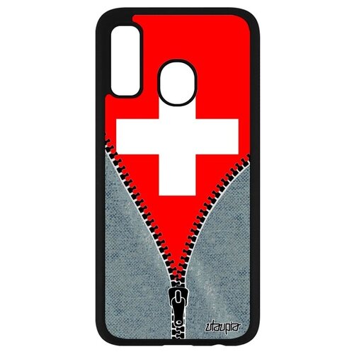 фото Защитный чехол для мобильного // samsung galaxy a40 // "флаг швейцарии на молнии" страна дизайн, utaupia, серый