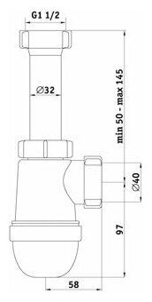 Сифон Ани 1 1/2"* 40без выпуска