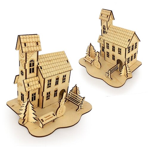 Сборная модель/деревянный конструктор домик С двориком