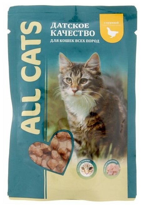 ALL CATS пауч для кошек тефтельки с курицей в соусе 85г х 28 шт - фотография № 3