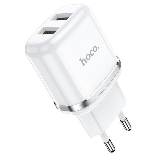 Зарядное устройство HOCO N4 Aspiring 2*USB, 2.4A, белый зарядное устройство hoco n4 aspiring 2 usb кабель usb lightning 2 4a белый