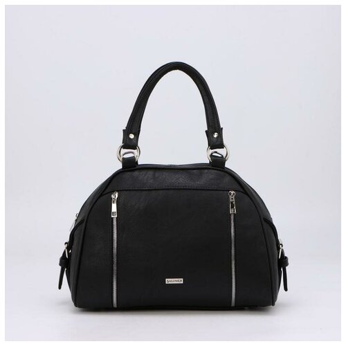 фото Саквояж, отдел на молнии, 3 наружных кармана, длинный ремень, цвет чёрный qwen