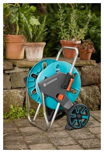 Тележка для шланга Gardena CleverRoll M голубой/серый шланг в компл. 20м (18513-20.000.00) - фото №6