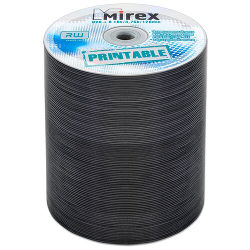 Диск DVD+R Mirex 4,7Gb 16x Printable bulk, упаковка 100 шт. диск smartbuy dvd r 4 7gb 16x bulk упаковка 100 шт