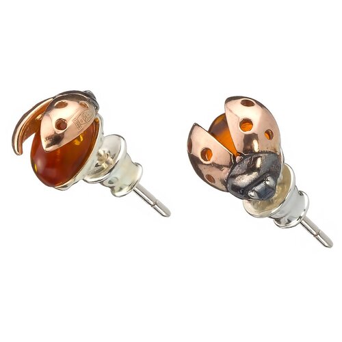 Серьги Amberprofi, серебро, 925 проба, золочение, янтарь