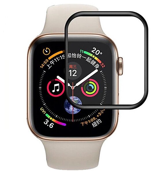 Защитное стекло на Apple Watch, 45mm, 3D Full glue, черное