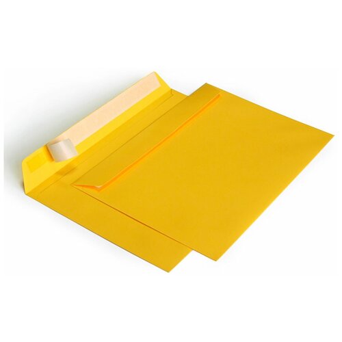 Конверты желтые C5 162x229, 120г/м2, лента, 100 штук конверты черные c65 114x229 120г м2 лента 100 штук