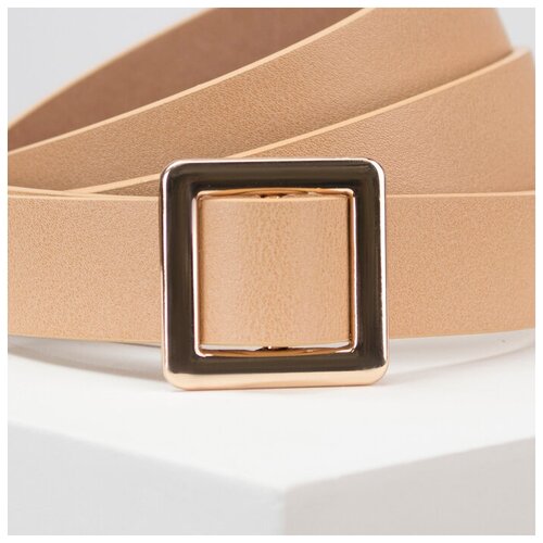 фото Ремень женский, матовый, пряжка золото, без прокола, цвет бежевый бренд ко
