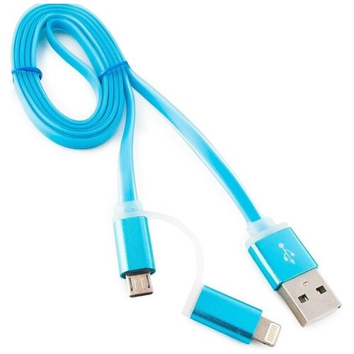 USB кабель универсальный (micro USB - Lightning) Cablexpert CC-mAPUSB2bl1m кабель 2 в 1 usb 2 0 cablexpert cc mapusb2bk1m am microbm 5p iphone lightning 1м комбо кабель алюминиевые разъемы черный блистер