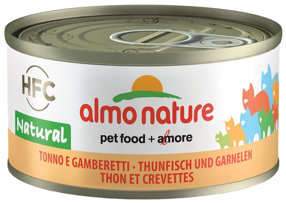 Almo Nature Консервы для Кошек с Тунцом и Креветками 75% мяса (HFC Adult Cat Tuna&Shrimps) 0,07 кг х 12 шт. - фотография № 2