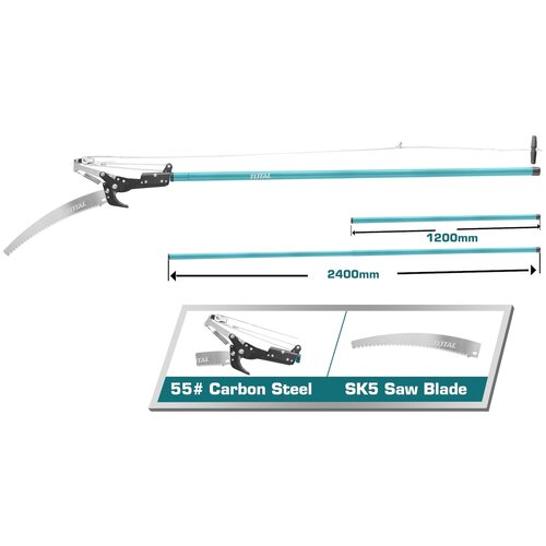 Сучкорез штанговый с ножовкой+ раздвижная штанга 1,2-2,4 м (общая длина-2,8 метра) TOTAL