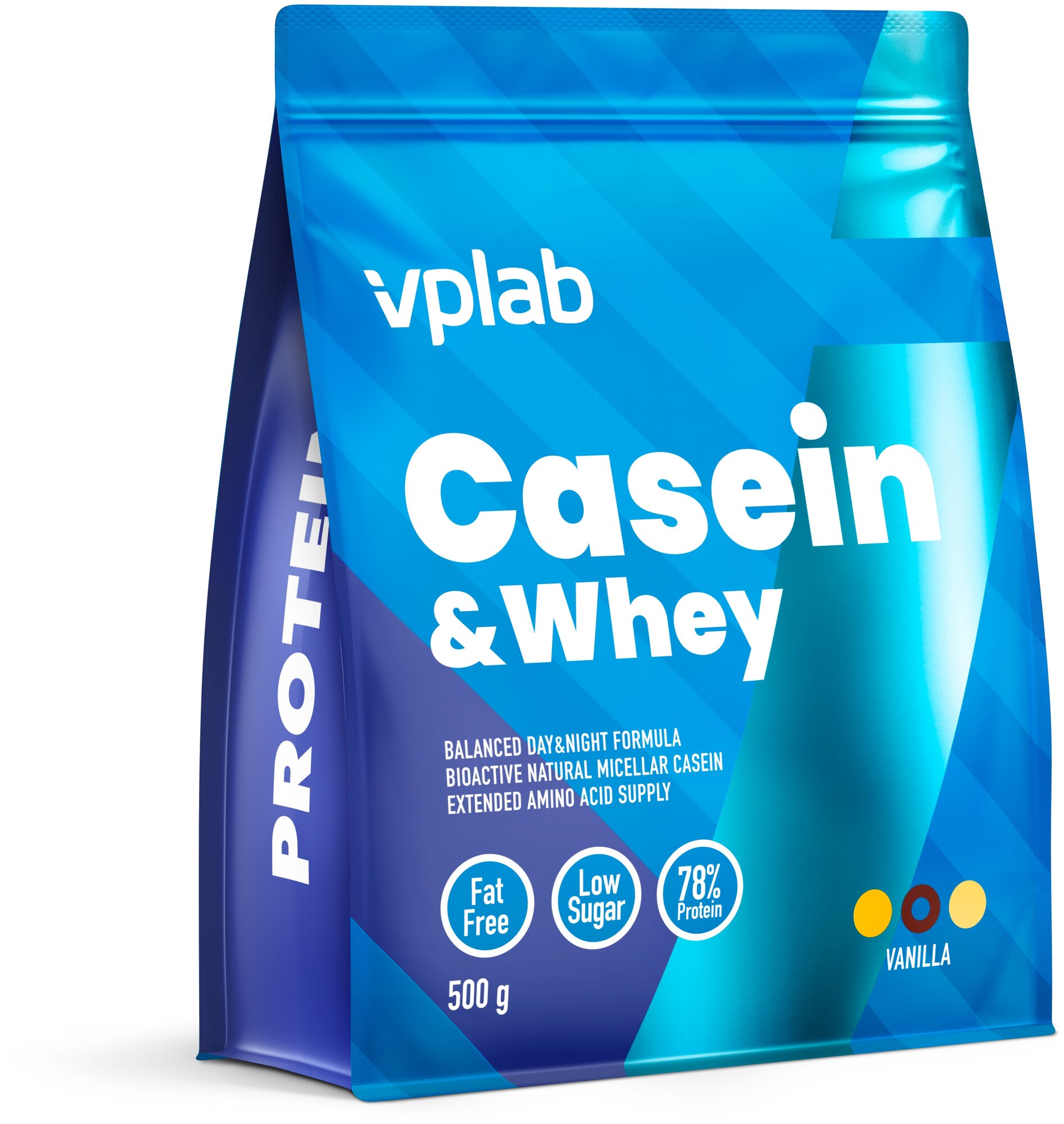 Казеин и Сывороточный протеин / VPLAB / Vplab Family / Casein & Whey / vanilla flavour / 500 g