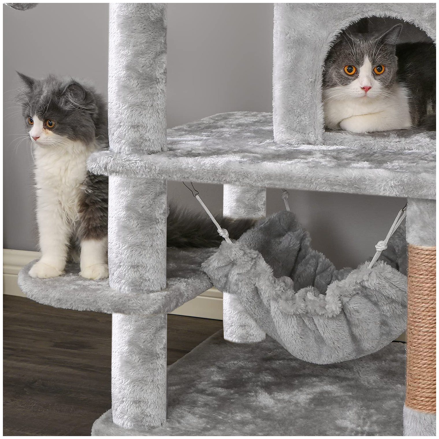 Домик для кошки с когтеточкой недорогой "Комфорт Х" игровой комплекс для кошек с гамаком, с лежаком,с игрушкой - фотография № 6