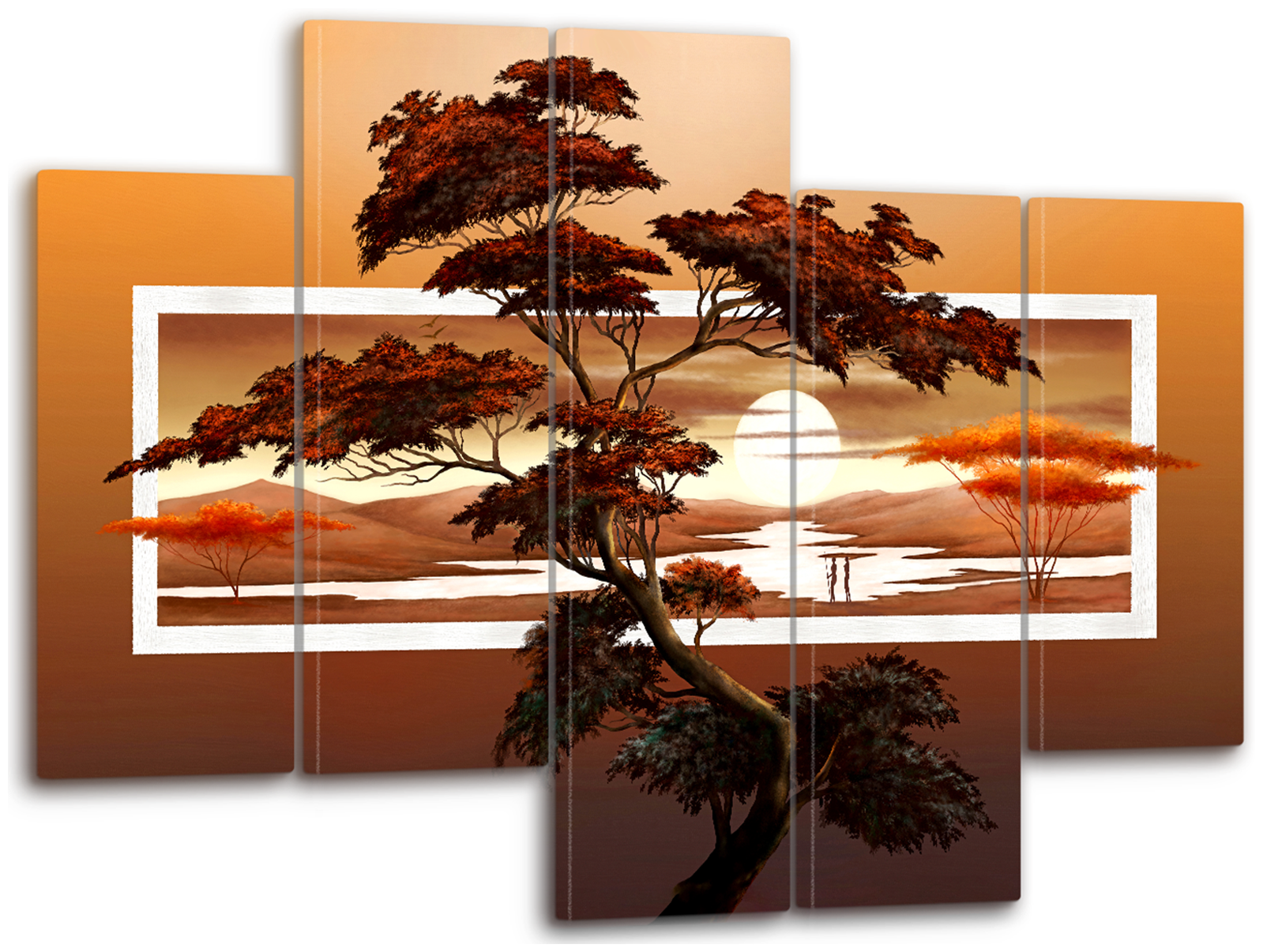 Модульная картина на стену, для интерьера "Дерево в Африканском закате" 80x140 см