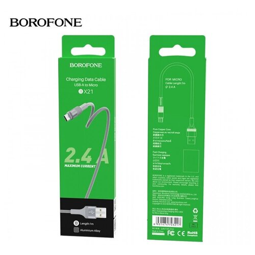 Кабель USB Micro USB BX21 1M Borofone серый кабель для смартфона usb microusb borofone bx14 2 м белый 1 шт