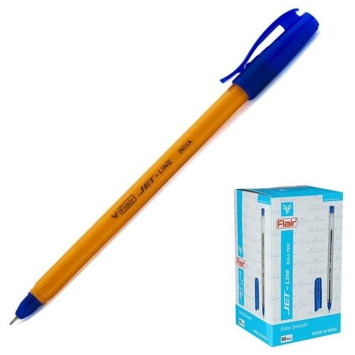 Ручка шариковая Flair Jet-Line Orange, узел-игла 0.5 мм, масляная основа, стержень синий