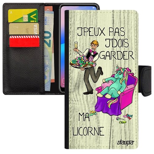 фото Противоударный чехол книжка на мобильный // galaxy s7 edge // "не могу - сижу с единорогом!" пародия принт, utaupia, светло-серый