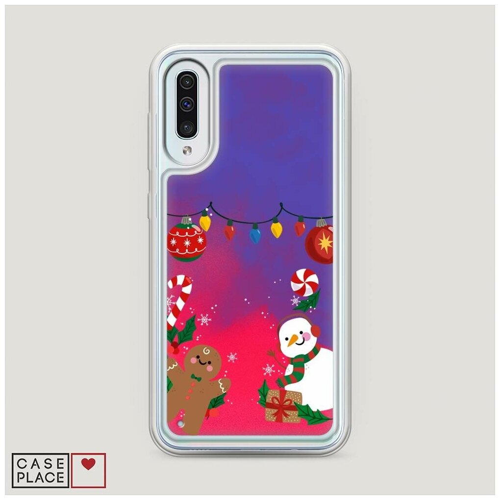 Жидкий неоновый чехол "Новогоднее настроение" на Samsung Galaxy A50 / Самсунг Галакси А50