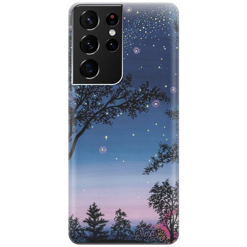 Ультратонкий силиконовый чехол-накладка для Samsung Galaxy S21 Ultra с принтом Деревья и звезды ультратонкий силиконовый чехол накладка для samsung galaxy s20 ultra с принтом деревья и звезды