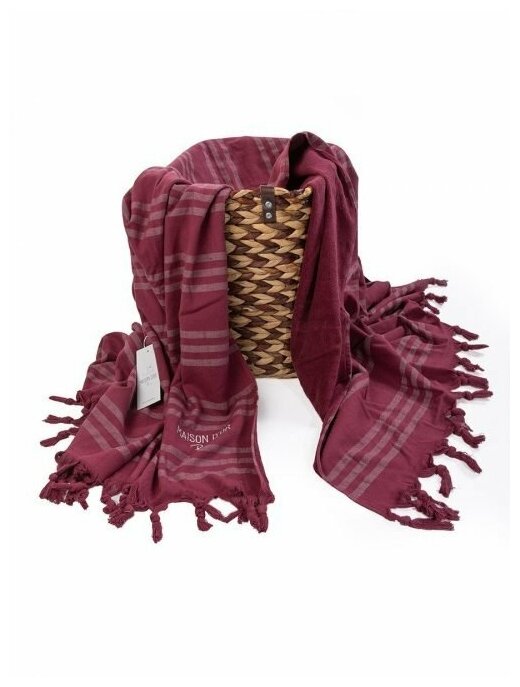 фото Полотенце-палантин пештемаль Maison Dor VIOLETTA хлопок бордовый 100х200