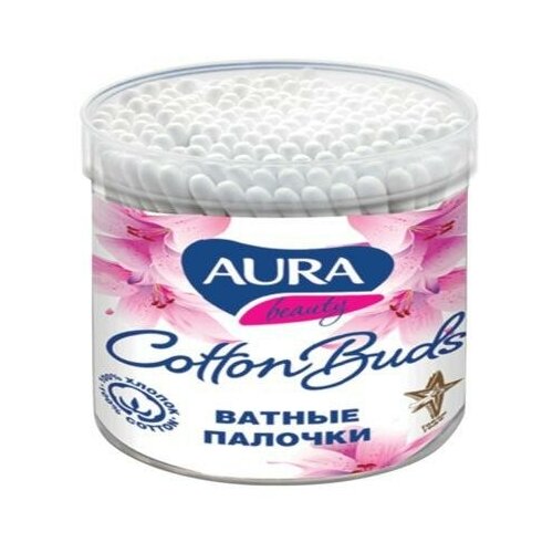 Ватные палочки Aura, 200 штук, пластиковый стакан ватные палочки aura pure cotton 200 шт 2 упаковки