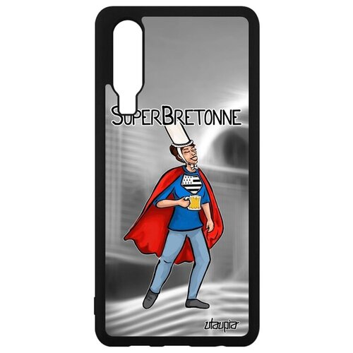фото Защитный чехол на телефон // huawei p30 // "супербретонка" веселый бретань, utaupia, серый