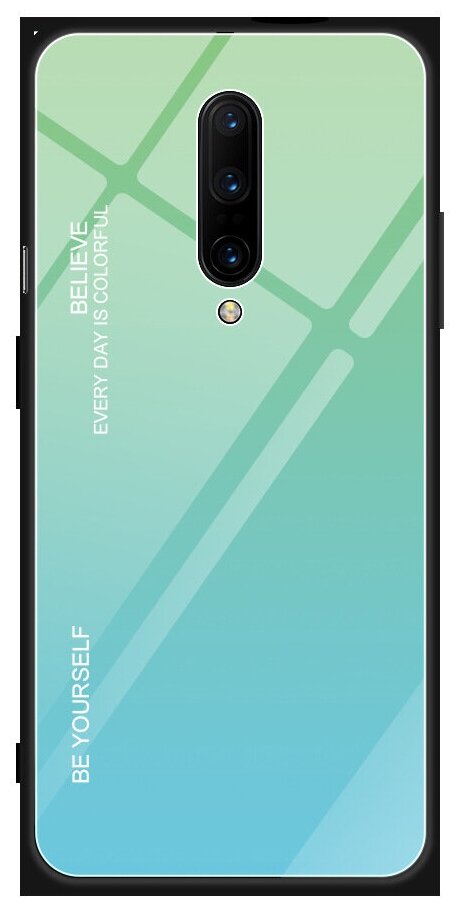 Чехол-бампер Чехол. ру для OnePlus 8 стеклянный из закаленного стекла с эффектом градиент зеркальный блестящий переливающийся зеленый