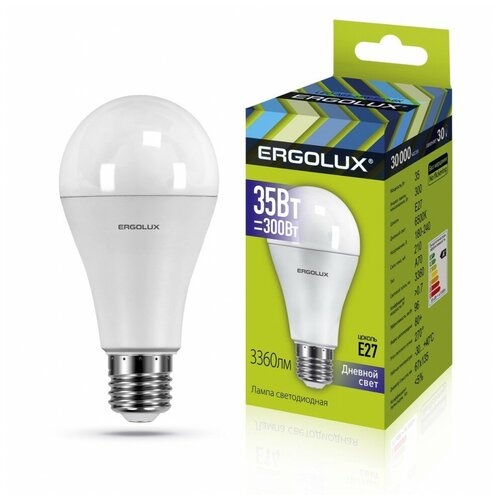 Эл.лампа светодиодная ЛОН LED-А70-35W-E27-6K (35Вт=300Вт 3360Lm E27 6500K 180-240В) Ergolux