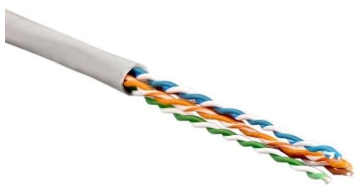 фото Кабель UTP 4-C5E-SOLID-GY-305 витая пара UTP (U/UTP) кат.5e 4 пары (24 AWG) одножильн. (solid) PVC (305м) сер. Hyperline 41903, 1м