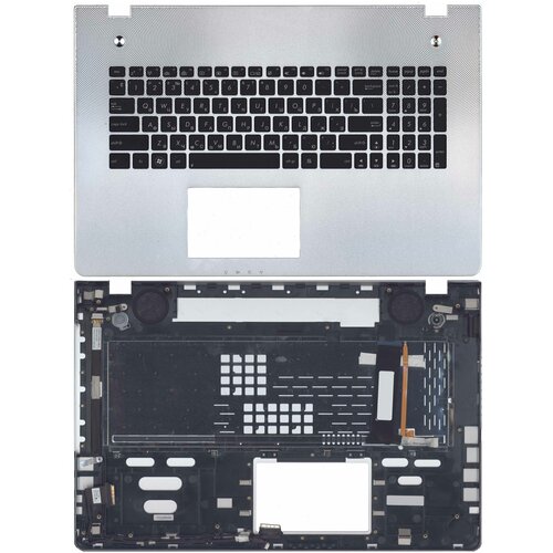 Клавиатура для ноутбука Asus N76V черная топ-панель серебристая с подсветкой 5230₽