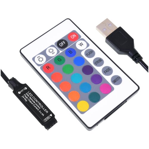 Контроллер RGB с пультом IR Controller DLED c USB 5V (1шт.) контроллер rgb музыкальный с пультом music bluetooth controller dled c usb 5v для светодиодной ленты 5v rgb