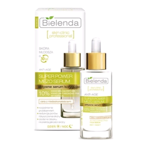 Купить Сыворотка Bielenda Skin Clinic Professional - Super Power Mezo Serum Сыворотка для лица с миндальной и лактобионовой кислотой (дневная/ночная) 30 мл.